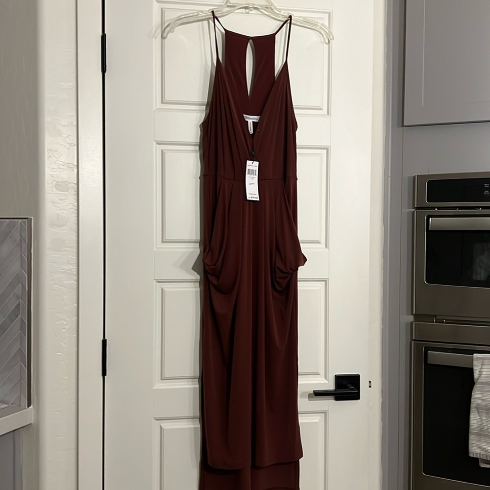 Long dark brown dress with pockets